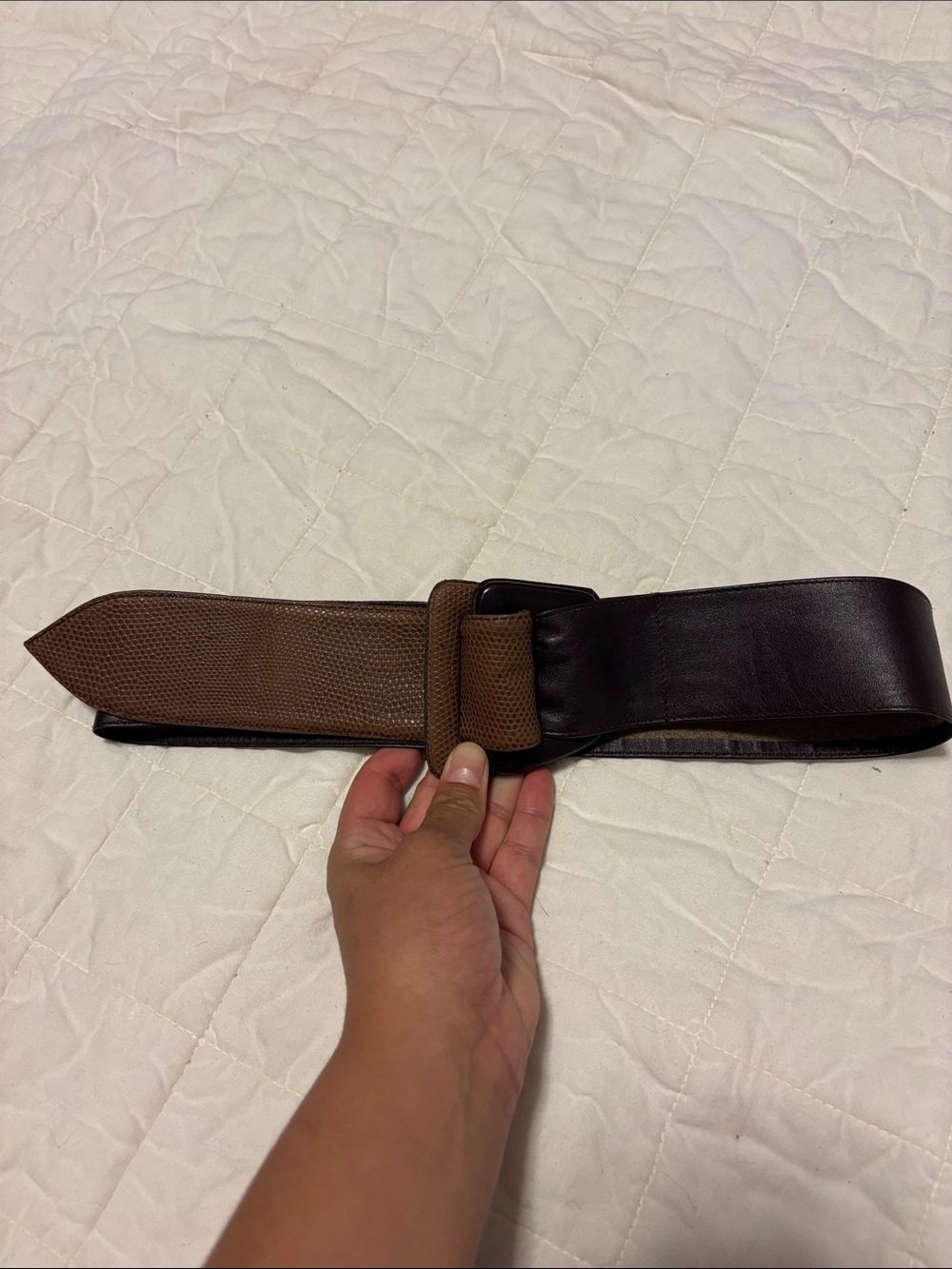 Two Toned Brown Vintage Wide Waist Belt